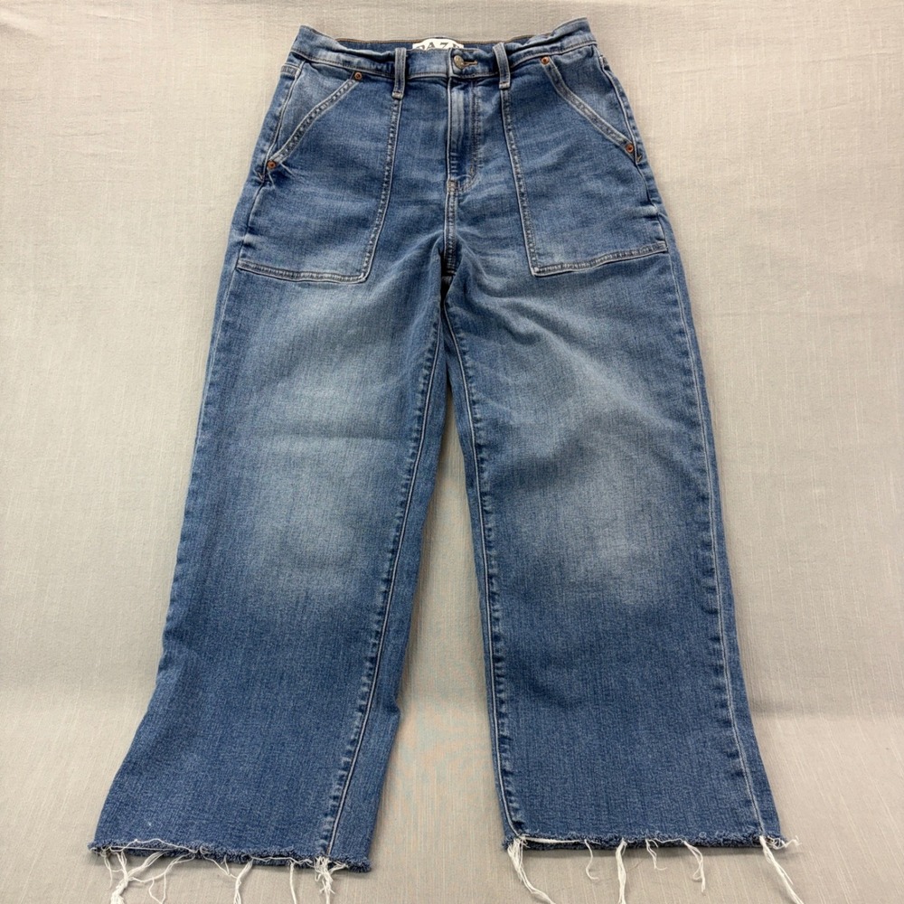 DAZE Wide Leg Jeans Cotton Blue Raw Hem Size 29 D00016323SO-TXTME